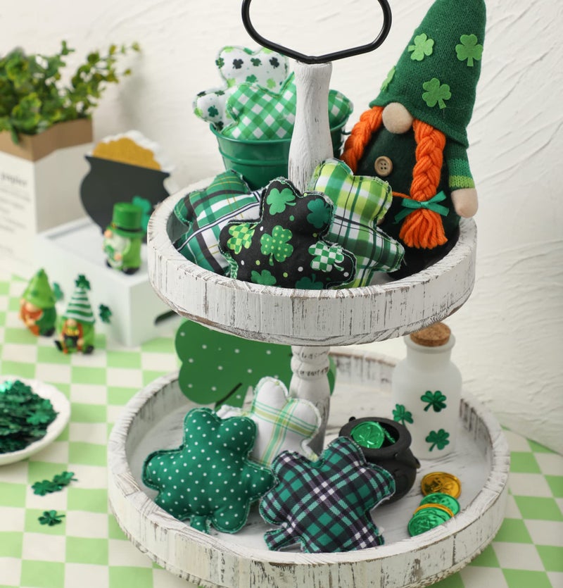 KORMMCO St. Patrick's Day Stuffed Fabric Shamrock, 8 Pieces Shamrock Shaped Ornaments, St. Patrick's Day Luck Clover Decoration for Tiered Tray Bowl Basket - Image 4