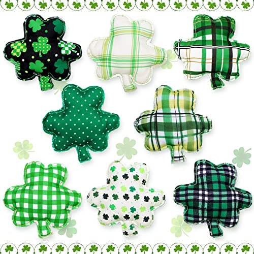 KORMMCO St. Patrick's Day Stuffed Fabric Shamrock, 8 Pieces Shamrock Shaped Ornaments, St. Patrick's Day Luck Clover Decoration for Tiered Tray Bowl Basket - Image 1