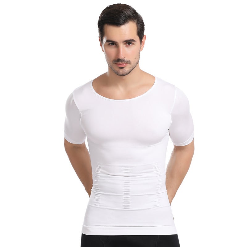 Jolly Chic Plain Slimming Undershirt Casual Round Neck Quick-drying and Breathable Undershirt White for Men - Image 2