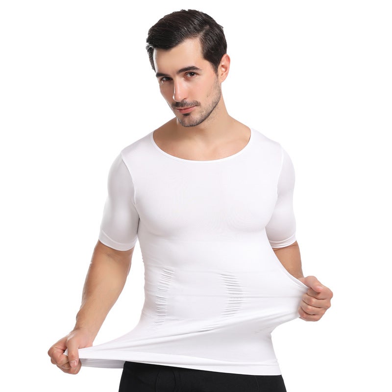 Jolly Chic Plain Slimming Undershirt Casual Round Neck Quick-drying and Breathable Undershirt White for Men - Image 3