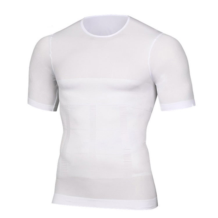 Jolly Chic Plain Slimming Undershirt Casual Round Neck Quick-drying and Breathable Undershirt White for Men - Image 1