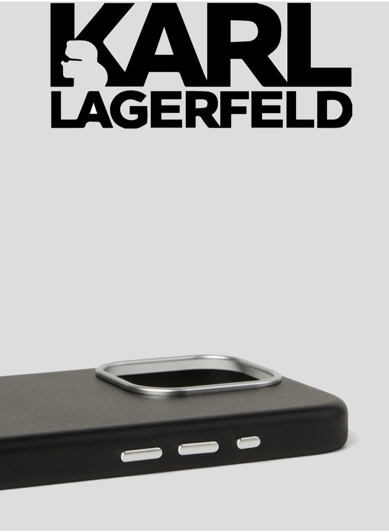 CG MOBILE iPhone 16 Pro Max MagSafe Cover, Original Logo, Leather Design, Velvet Interior, Approved by Global Brand (KARL LAGERFELD). by CG Mobile. Black  - Image 4