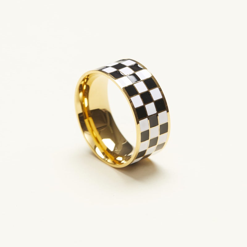 Shapes Studio Checker Band Ring. Women Checker Ring (8) - Image 3