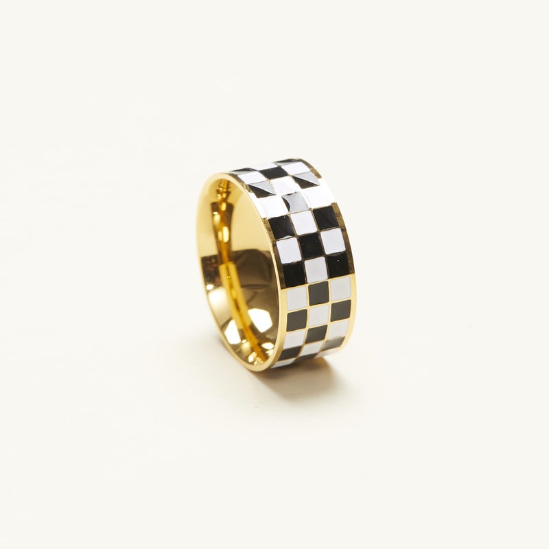 Shapes Studio Checker Band Ring. Women Checker Ring (8) - Image 4