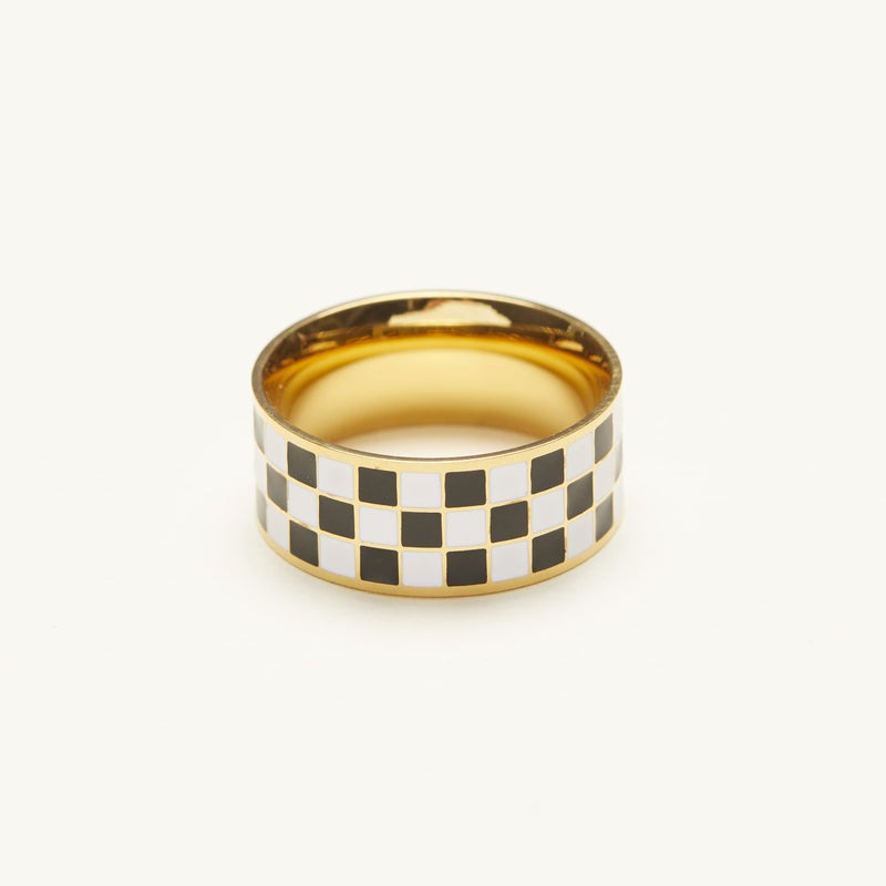 Shapes Studio Checker Band Ring. Women Checker Ring (8) - Image 2