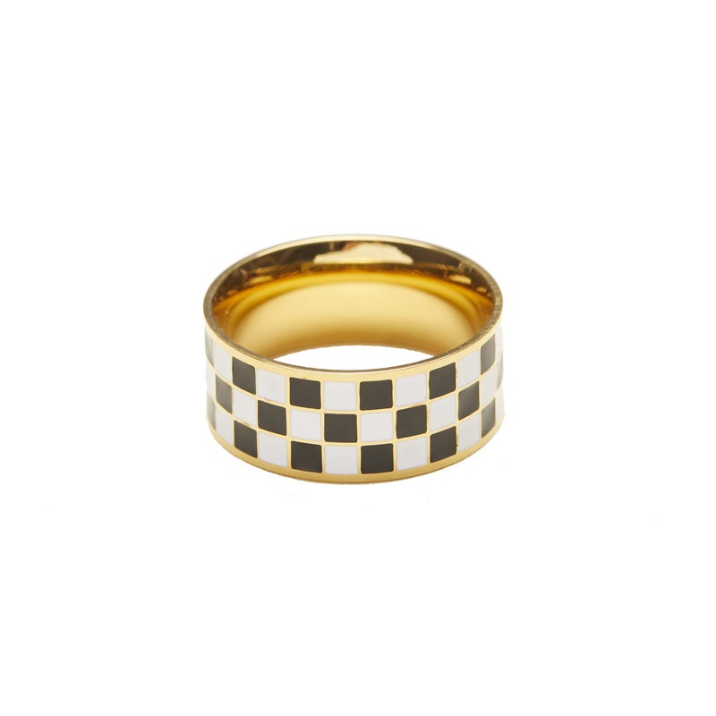 Shapes Studio Checker Band Ring. Women Checker Ring (8) - Image 1