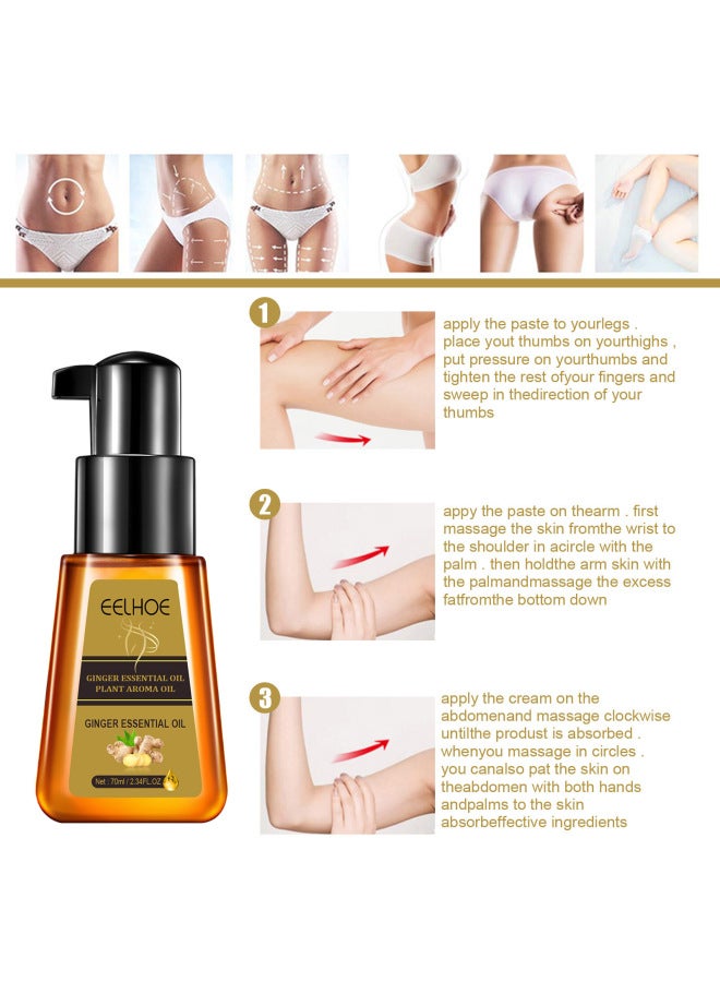 EELHOE Ginger Body Massage Essential Oil Moisturizes Body Skin Tender Enhance Skin Elasticity Massage Essential Oil - Image 4