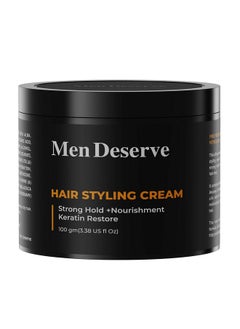 MEN DESERVE Men Deserve - Hair Styling Cream (100g) | Provides Strong Hold & Nourishment | Paraben & Sulphate Free | Non-Greasy Hair Cream for Men With Coconut Oil & Keratin | Hair Cream for Dry and Frizzy Hair  - Image 2
