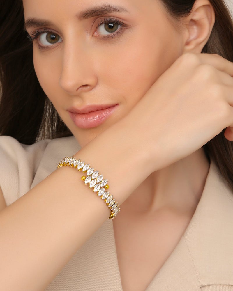 TAAHIRA سوار مقصوص من الزركون مطلي بالذهب عيار 18 قيراط - Image 1