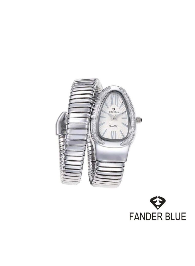 FANDER BLUE Fenderbello Luxury Women's Watch in Stainless Steel with Snake Design - Image 1