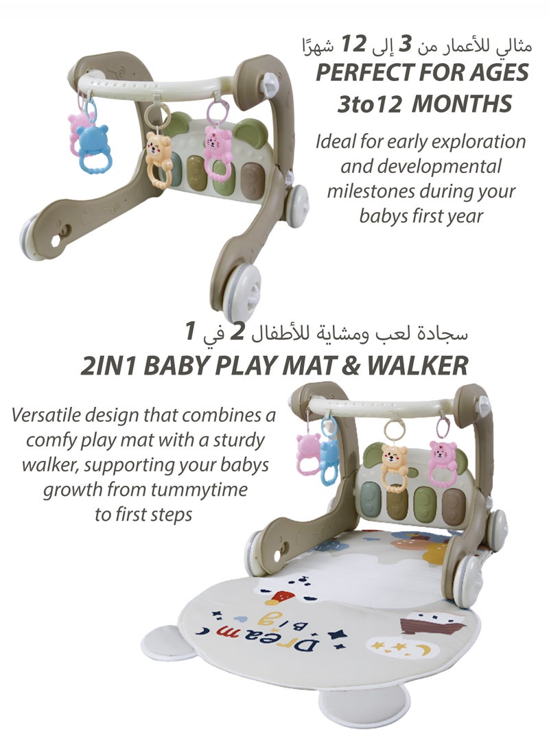 Toshionics 2 in 1 Sit and Stand Baby Fitness Walker with Musical Pedal Piano Keyboard Removable Hanging Rustle Toys Baby Infant Kids Small Children Feeding Crawling Play Mat Piano Toy Fitness Device Baby Kick and Play Mat Gym and Fitness Rack Musical Baby Toy for 3, 4, 5, 6, 7, 8, 9, 10, 11, and 12 Months Ages  - Image 3