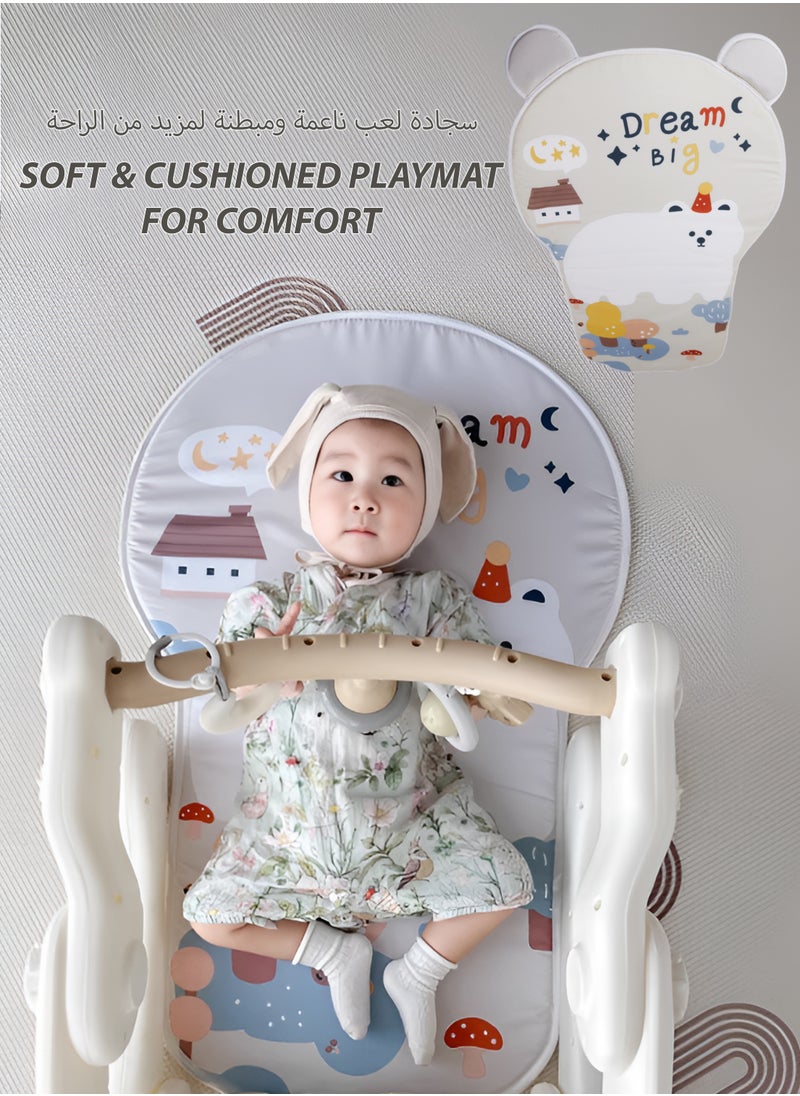 Toshionics 2 in 1 Sit and Stand Baby Fitness Walker with Musical Pedal Piano Keyboard Removable Hanging Rustle Toys Baby Infant Kids Small Children Feeding Crawling Play Mat Piano Toy Fitness Device Baby Kick and Play Mat Gym and Fitness Rack Musical Baby Toy for 3, 4, 5, 6, 7, 8, 9, 10, 11, and 12 Months Ages  - Image 4