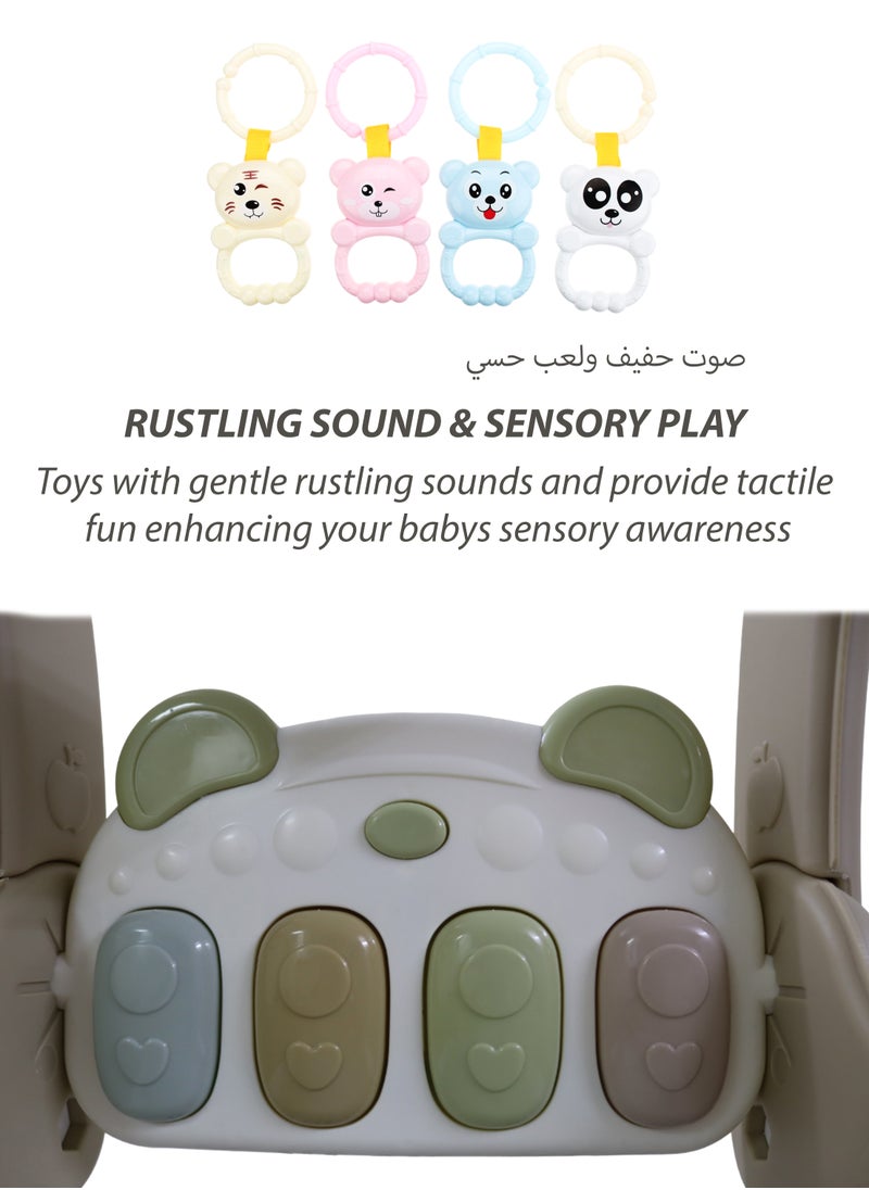 Toshionics 2 in 1 Sit and Stand Baby Fitness Walker with Musical Pedal Piano Keyboard Removable Hanging Rustle Toys Baby Infant Kids Small Children Feeding Crawling Play Mat Piano Toy Fitness Device Baby Kick and Play Mat Gym and Fitness Rack Musical Baby Toy for 3, 4, 5, 6, 7, 8, 9, 10, 11, and 12 Months Ages  - Image 5