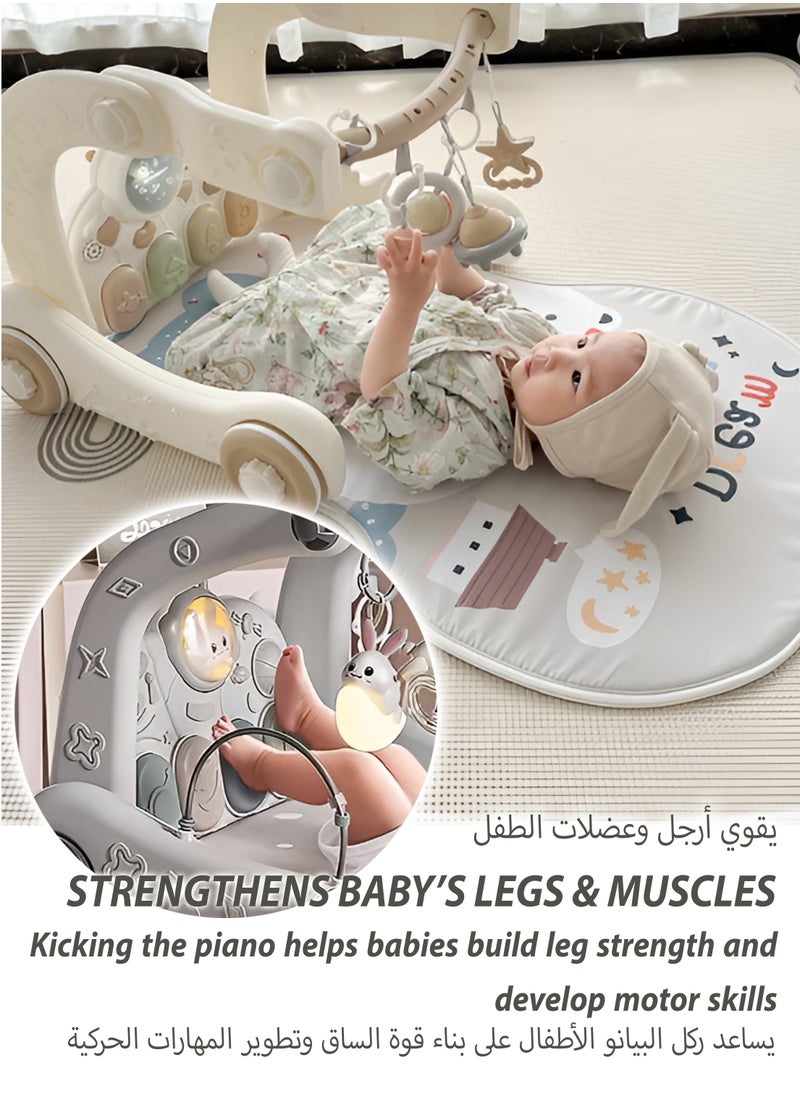 Toshionics 2 in 1 Sit and Stand Baby Fitness Walker with Musical Pedal Piano Keyboard Removable Hanging Rustle Toys Baby Infant Kids Small Children Feeding Crawling Play Mat Piano Toy Fitness Device Baby Kick and Play Mat Gym and Fitness Rack Musical Baby Toy for 3, 4, 5, 6, 7, 8, 9, 10, 11, and 12 Months Ages  - Image 2