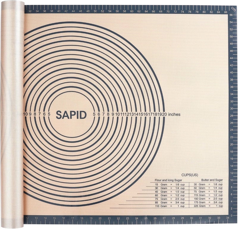 SAPID Extra Thick Silicone Pastry Mat Non-slip with Measurements for Non-stick Silicone Baking Mat Extra Large, Dough Rolling, Pie Crust, Kneading Mats, Countertop, Placement Mats (24" x 36", Gray) - Image 1