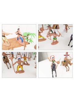 HAPTIME 21 Pcs Plastic Indian Figures Playset Toy Native American Figures With Horse, Tent, Totem Etc. Wild West Cowboy Miniature Kit Great For Kids Children As School Project, Christmas,Birthday Gift  - Image 2