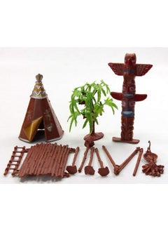 HAPTIME 21 Pcs Plastic Indian Figures Playset Toy Native American Figures With Horse, Tent, Totem Etc. Wild West Cowboy Miniature Kit Great For Kids Children As School Project, Christmas,Birthday Gift  - Image 4