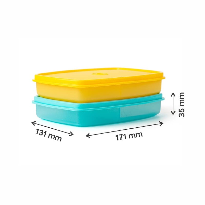 Tupperware حاوية غداء مقسمة رفيعة من توبيروير (مجموعة من 2)، أصفر وأزرق - Image 5