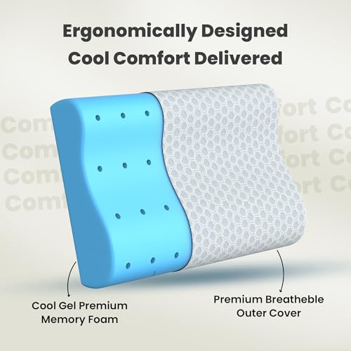 CareFoam Gel Memory Cervical Neck Pillow for Pain Relief Sleep, Improves Posture & Spinal Alignment, Neck Pain Relief Cushion with Ultra Responsive Memory Foam Washable Cover-King-Grey Pack of 1 - Image 3