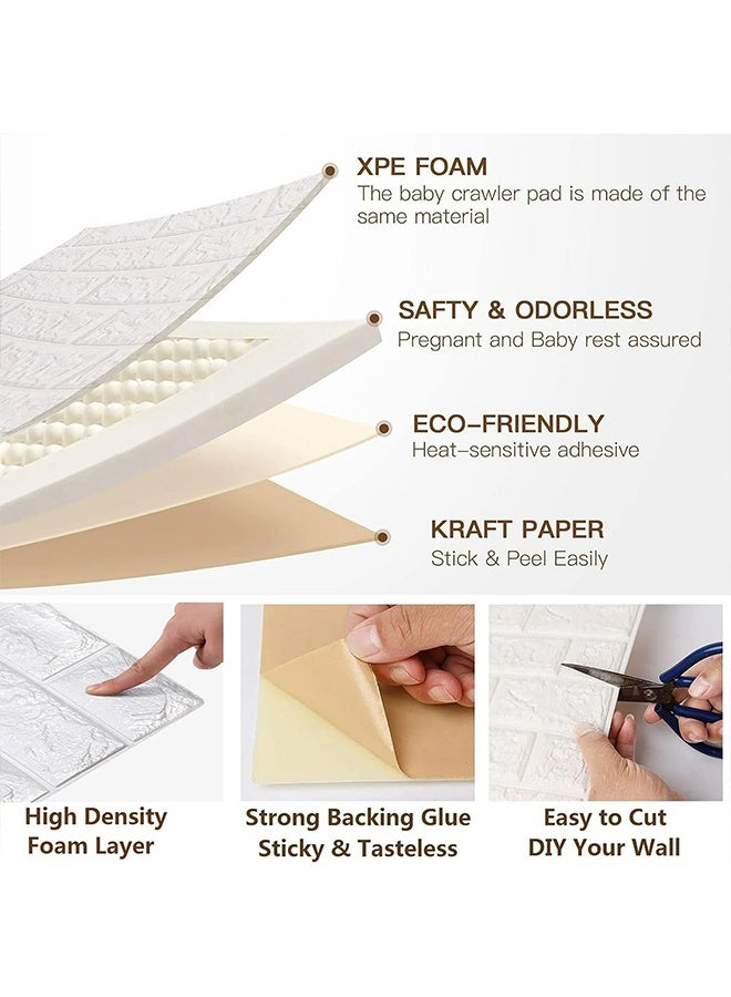 RollsTimi  10Pcs 3D Wall Panels Peel and Stick - Self Adhesive White Wallpaper, 70x77cm Modern DIY Wall Paneling for Home Decor, Waterproof & Easy to Install - Image 3