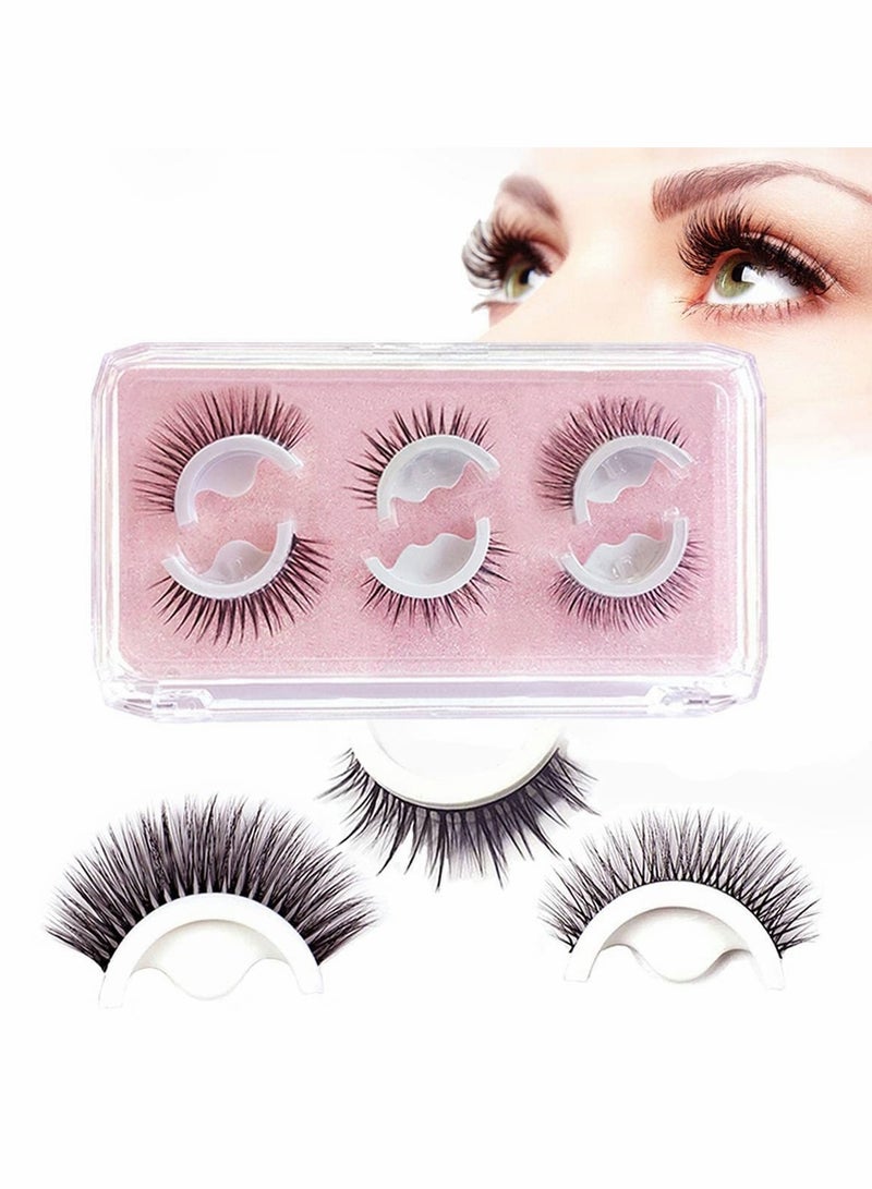 Excefore رموش صناعية ذاتية اللصق قابلة لإعادة الاستخدام بثلاثة أشكال، لا حاجة إلى كحل أو غراء، رموش صناعية ثابتة، مظهر طبيعي، سهلة التركيب، رموش صناعية مقاومة للماء - Image 1