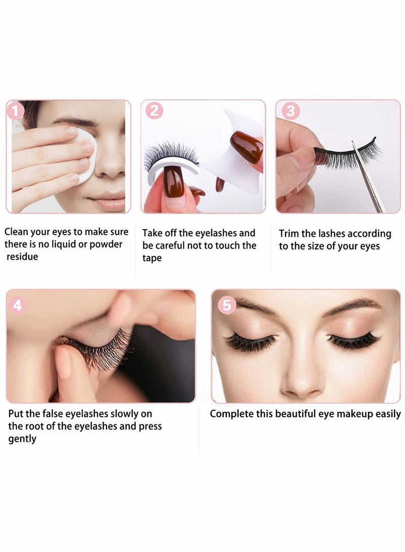 Excefore رموش صناعية ذاتية اللصق قابلة لإعادة الاستخدام بثلاثة أشكال، لا حاجة إلى كحل أو غراء، رموش صناعية ثابتة، مظهر طبيعي، سهلة التركيب، رموش صناعية مقاومة للماء - Image 2