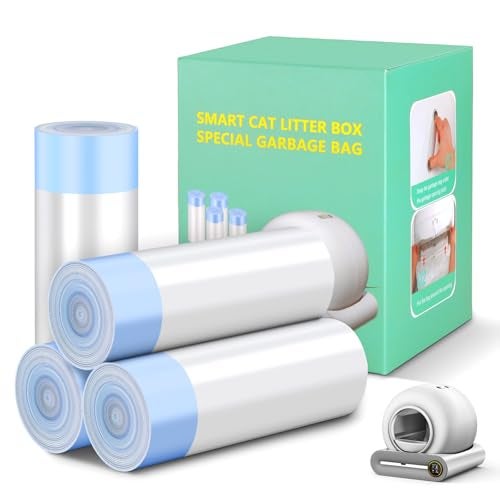 XcaseBar 80 Count Cat Litter Bags, Self Cleaning Litter Box Liners, 18.2 x 18.2 inches Replacement Drawstring Bags Fit for Automatic Robot Box (80 Counts/4 Rolls） - Image 1