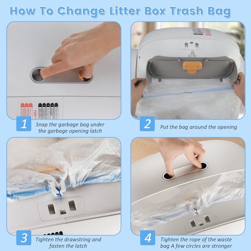 XcaseBar 80 Count Cat Litter Bags, Self Cleaning Litter Box Liners, 18.2 x 18.2 inches Replacement Drawstring Bags Fit for Automatic Robot Box (80 Counts/4 Rolls） - Image 2