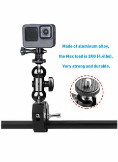 Y&D Roll over image to zoom in Camera Clamp, Magic Arm, Double Ball Head Adapter, for Canon Nikon DSLR Camera/for Gopro/LED Lights (black)  - Image 2
