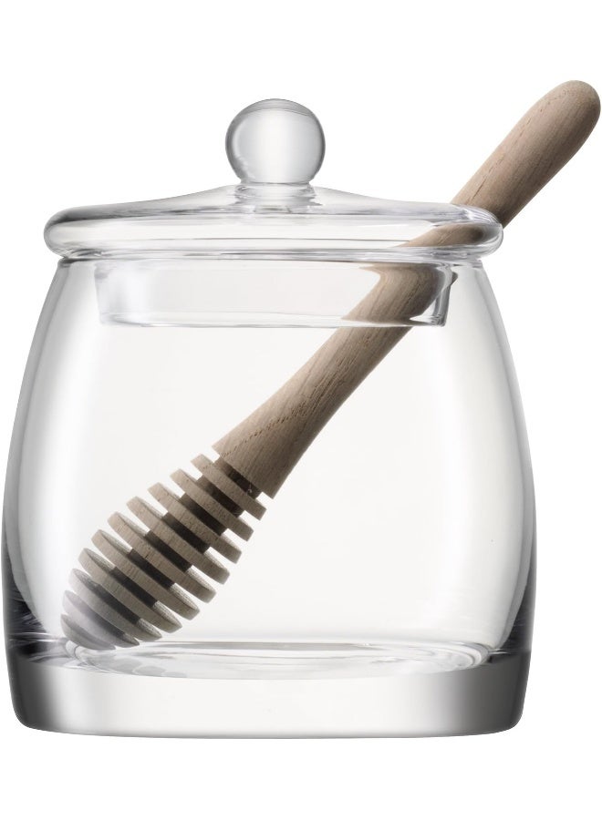 LSA International Serve Honey Pot & Oak Dipper H12.5cm Clear - Image 2