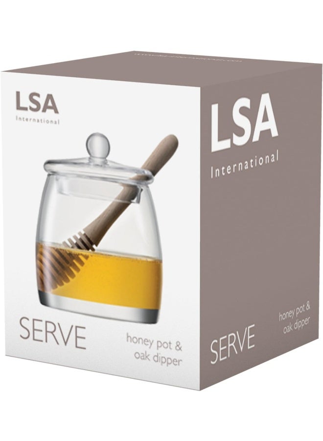 LSA International Serve Honey Pot & Oak Dipper H12.5cm Clear - Image 5