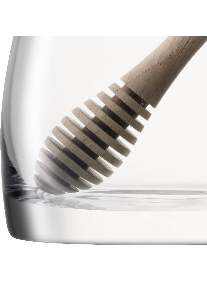 LSA International Serve Honey Pot & Oak Dipper H12.5cm Clear - Image 3