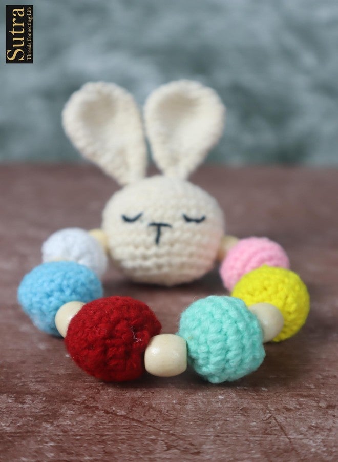 Sutra Handmade Bunny Rattle – 100% Organic Crochet Wool Teether Toy for Babies & Toddlers | Soft Stuffed Animal | Inch Hand-Knitted Baby Shower Toys Gift for Boys & Girls - Image 2