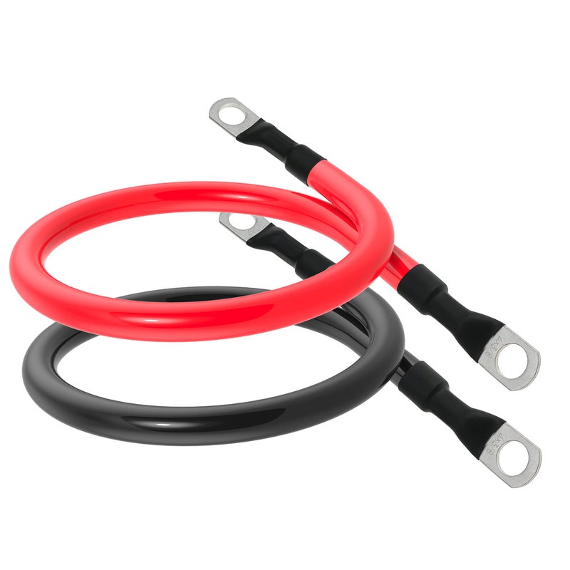 TUELETFU كابل بطارية 4 AWG كابل بطارية نحاسي نقي 4AWG مع 38 في نهايات اللوجات مجموعة أسلاك العاكس للطاقة للسيارات والطاقة الشمسية والبحرية والقوارب والمركبات الترفيهية والدراجات النارية باللونين الأحمر والأسود 1 قدم - Image 3