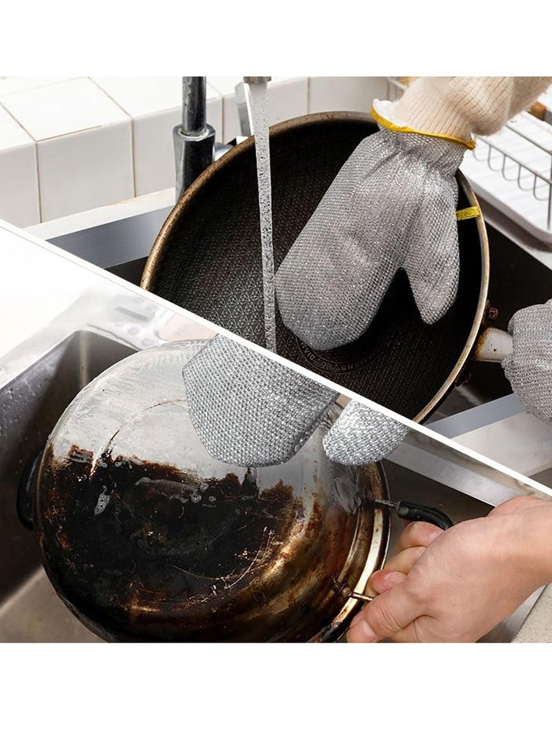 Dishwashing Wire Gloves, Wire Dishwashing Rags Metal Wire Dishwashing Cloths Gloves Scrubs Cleans Non-Scratch - Image 1