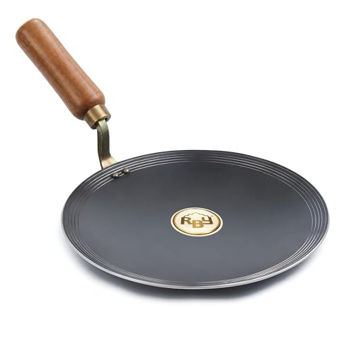 RBY Food Grade Iron Tawa 10 Inch 25.4 cm Pre-Seasoned Heavy Duty Flat Pan for Roti Chapati and Paratha Heavy Base Gas and Induction Compatible Made for Daily Cooking - Image 1