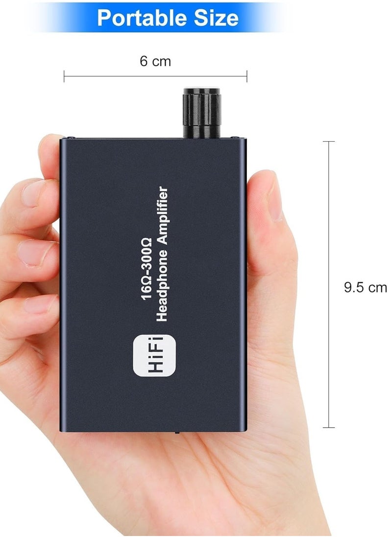 Generic - Headphone Amplifier Two-Stage Gain Switch, Portable Headphone Amp for MobilePhone and PC 3.5mm Stereo Audio Input Out Space Grey - Image 1