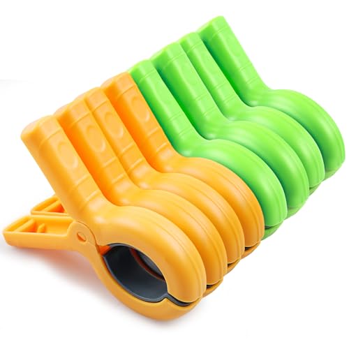 Dreecy 8 Pcs Beach Towel Clips for Beach Chairs, Towel Holder for Beach Chair Pool Chair on Cruise, Jumbo Size Heavy Duty Clothes Pins, Beach Chair Clips to Keep Your Towel from Blowing Away (Green, Orange) - Image 1