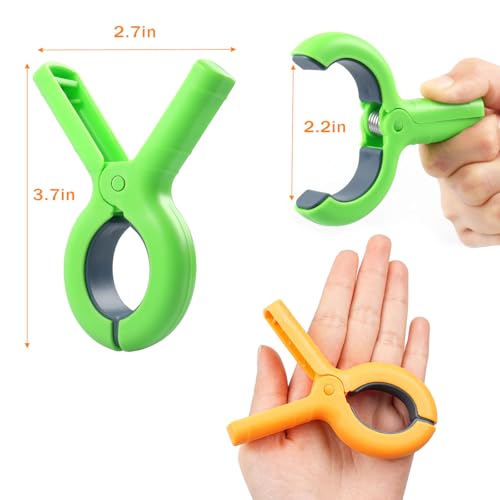 Dreecy 8 Pcs Beach Towel Clips for Beach Chairs, Towel Holder for Beach Chair Pool Chair on Cruise, Jumbo Size Heavy Duty Clothes Pins, Beach Chair Clips to Keep Your Towel from Blowing Away (Green, Orange) - Image 3