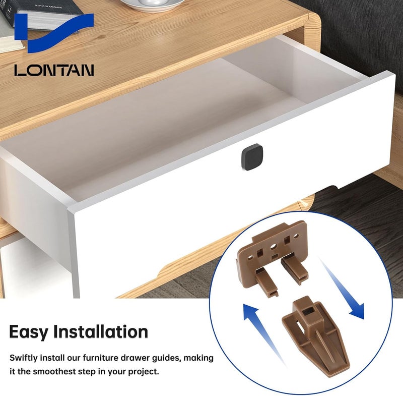 LONTAN DGSL01 Plastic Drawer Slides and Guides 2 Pack Drawer Replacement Part for Center Mount Cabinet Rails Plastic Guides for Dresser - Image 3