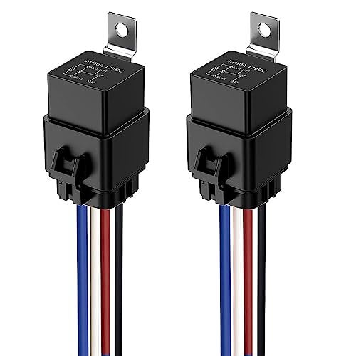 Gebildet مجموعة مفاتيح ريلاي مقاومة للماء 2 قطعة 40/30 أمبير 12AWG - 12 فولت تيار مستمر 4 دبابيس SPST للسيارات - Image 1