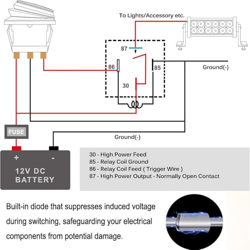 Gebildet مجموعة مفاتيح ريلاي مقاومة للماء 2 قطعة 40/30 أمبير 12AWG - 12 فولت تيار مستمر 4 دبابيس SPST للسيارات - Image 5