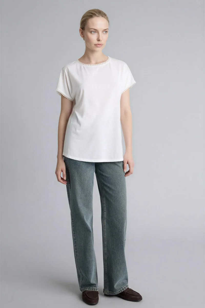 DeFacto Boat Collar Short Sleeve T-Shirt