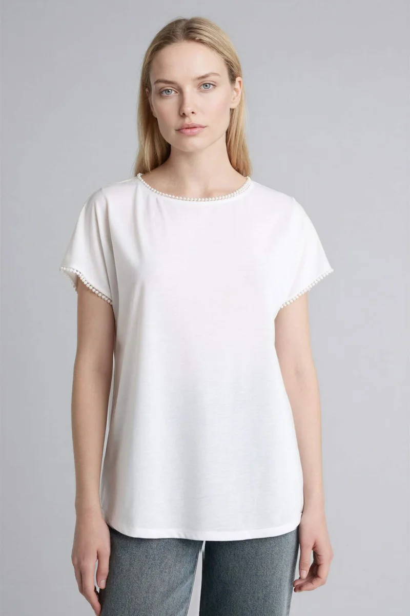 DeFacto Boat Collar Short Sleeve T-Shirt
