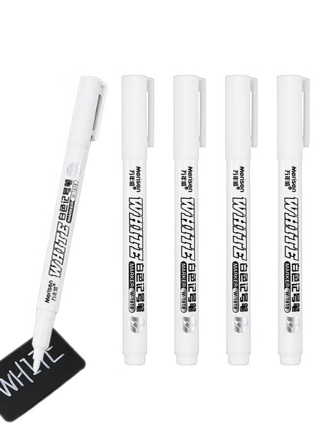 Merisen White Paint Marker Pen, 5 Pack 1.2mm Extra Fine Tip Quick Dry Acrylic Ink Permanent Marker for Multi-Surface (Glass, Wood, Metal, Tire, Blackboard), White - Image 2