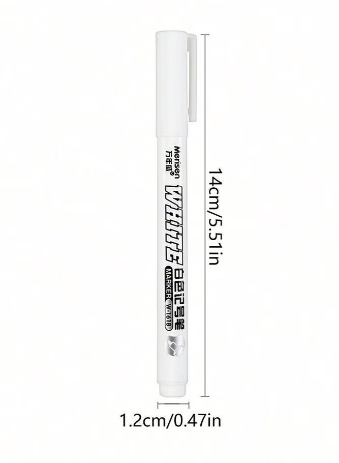 Merisen White Paint Marker Pen, 5 Pack 1.2mm Extra Fine Tip Quick Dry Acrylic Ink Permanent Marker for Multi-Surface (Glass, Wood, Metal, Tire, Blackboard), White - Image 3