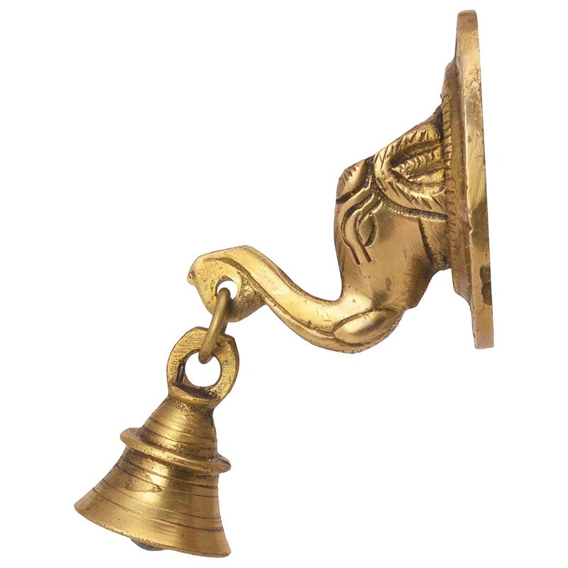 The Advitya جرس باب على شكل خرطوم الفيل من أدفيتيا بتشطيب عتيق وجه الفيل جرس معبد ديكور جدار جرس بوابة المعبد 33 × 33 بوصة - Image 5