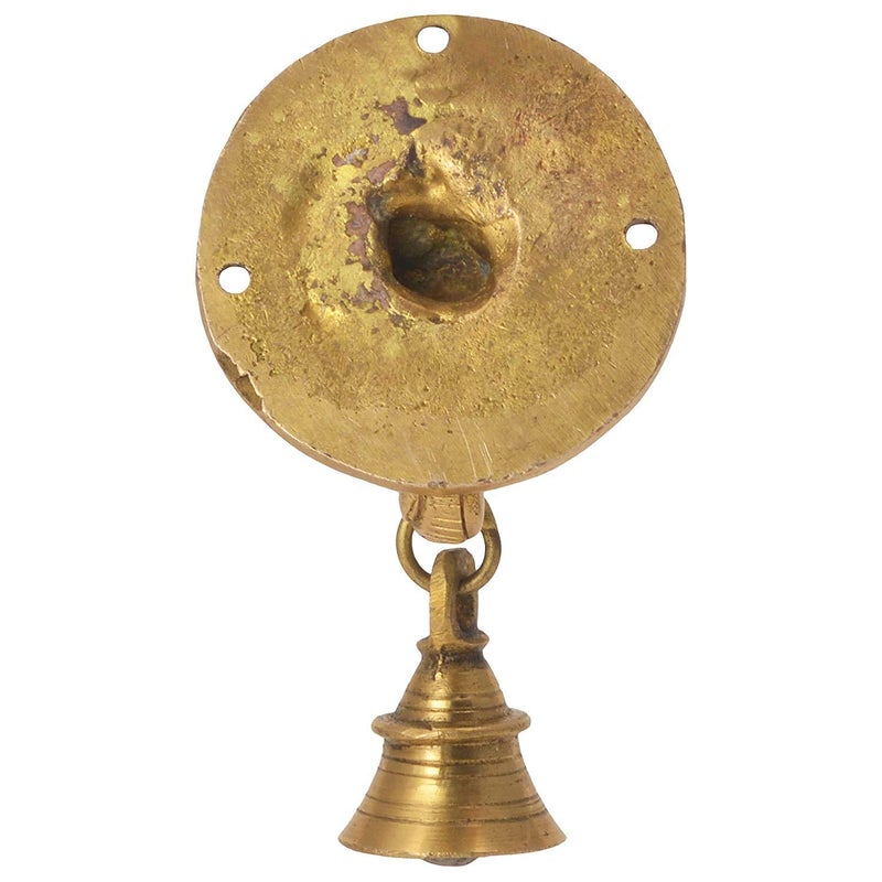 The Advitya جرس باب على شكل خرطوم الفيل من أدفيتيا بتشطيب عتيق وجه الفيل جرس معبد ديكور جدار جرس بوابة المعبد 33 × 33 بوصة - Image 4