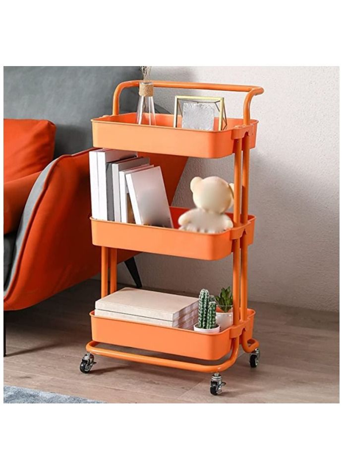 Dreamons link Storage Trolley, Kitchen Unit Storage Trolley For Kitchen Bathroom Laundry Room Rolling Cart On Wheels (Color : Orange) - Image 3