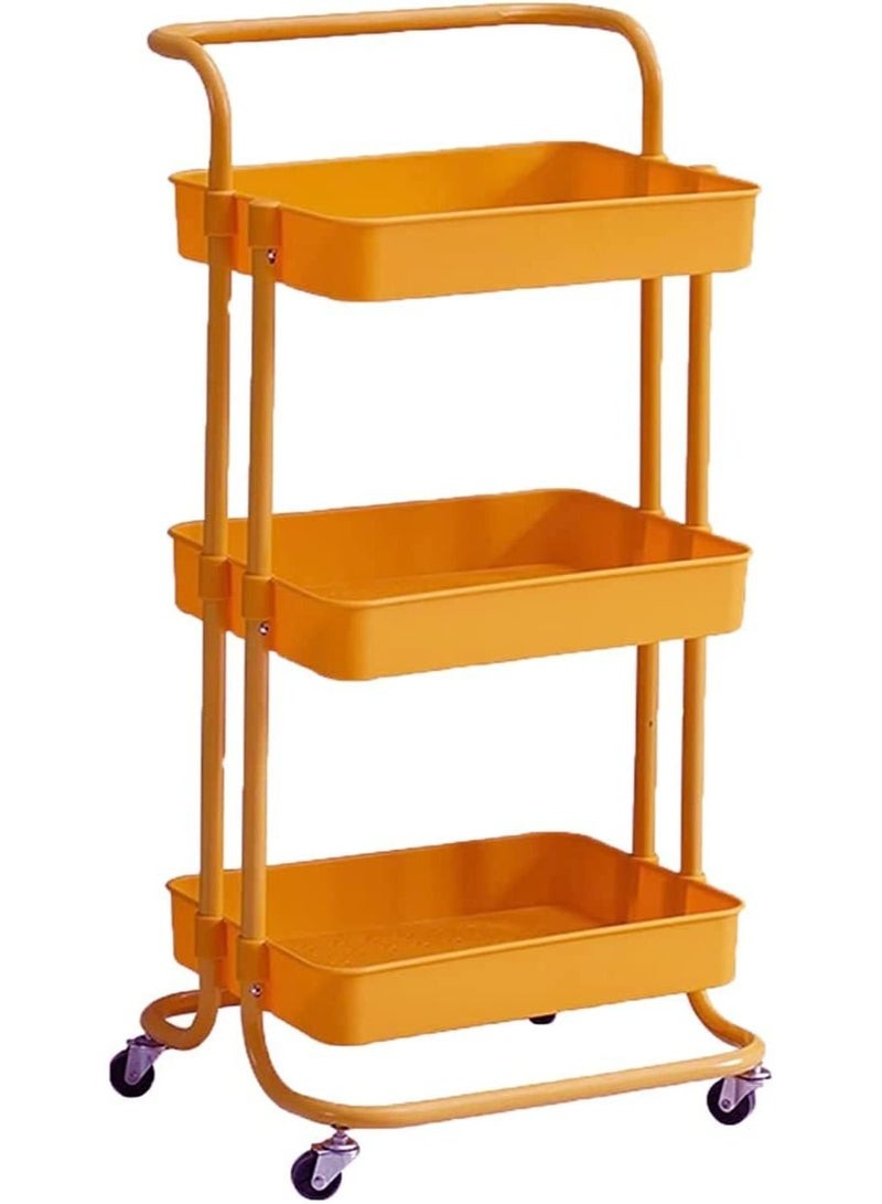 Dreamons link Storage Trolley, Kitchen Unit Storage Trolley For Kitchen Bathroom Laundry Room Rolling Cart On Wheels (Color : Orange) - Image 1